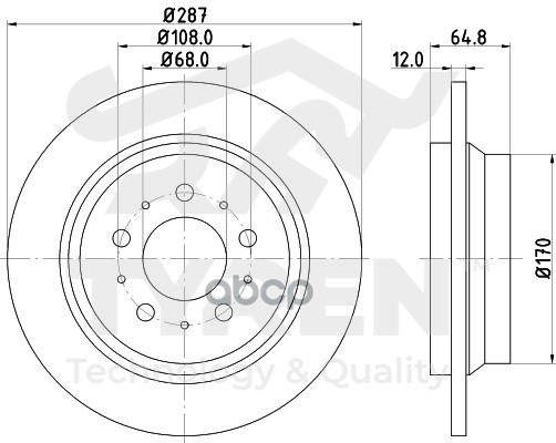 Диск тормозной задний TYREN арт. TYR1020171