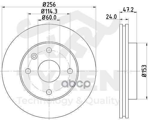 Диск тормозной передний TYREN арт. TYR1020501