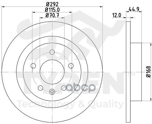 Диск тормозной задний TYREN арт. TYR1020561