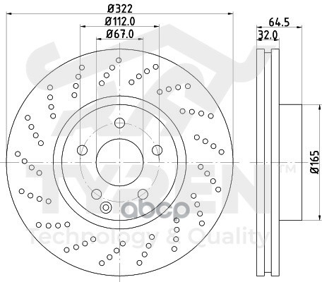 Диск тормозной передний TYREN арт. TYR1021991