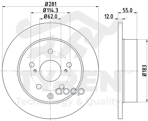 Диск тормозной задний TYREN арт. TYR1022431