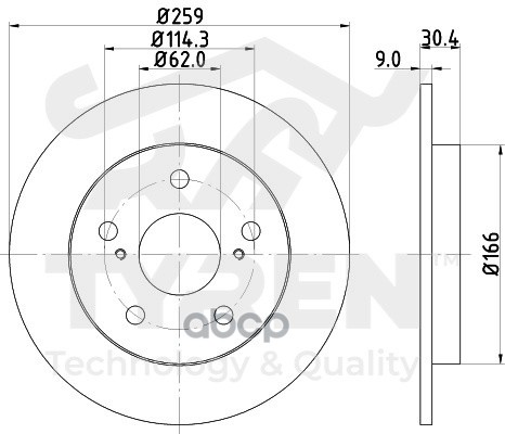 Диск тормозной задний TYREN арт. TYR1022501