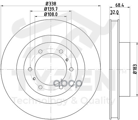 Диск тормозной передний TYREN арт. TYR1022711