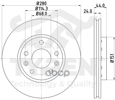 Диск тормозной с покрытием передний TYREN арт. TYR1115791