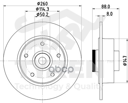 Диск тормозной с покрытием задний TYREN арт. TYR1115821