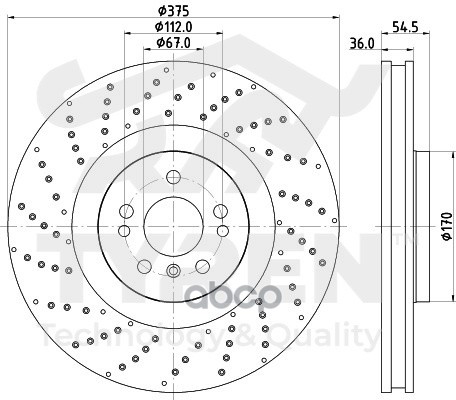 Диск тормозной с покрытием передний TYREN арт. TYR1119571