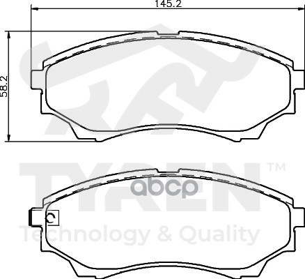 Колодки тормозные дисковые передние TYREN арт. TYR1213651