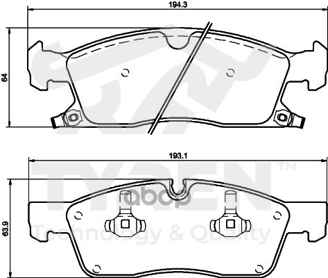 Колодки тормозные дисковые передние TYREN арт. TYR1221161