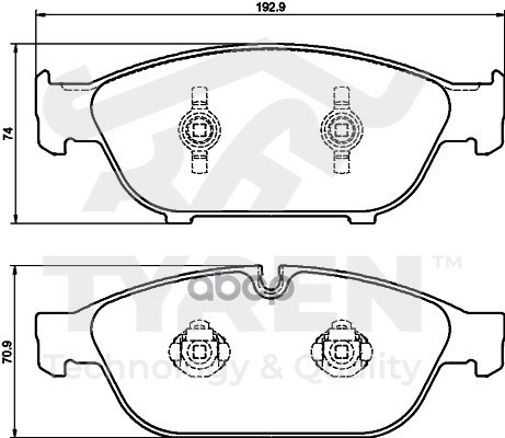 Колодки тормозные дисковые передние TYREN арт. TYR1222261