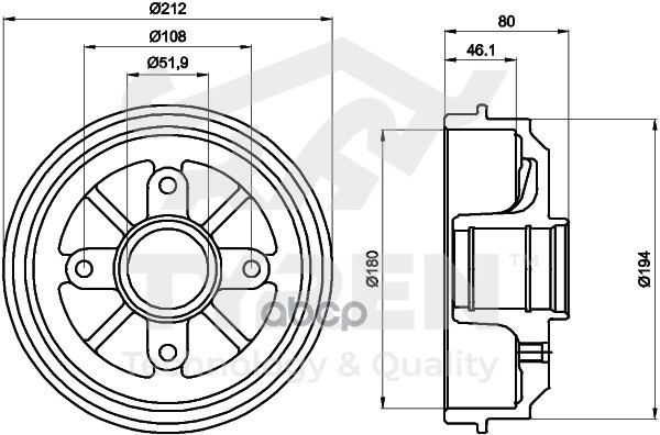 Барабан тормозной TYREN арт. TYR1310121