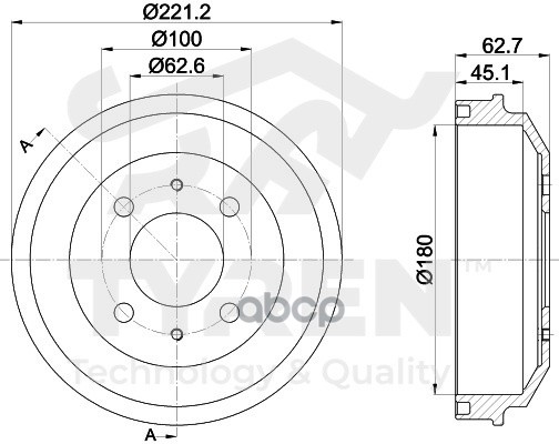 Барабан тормозной TYREN арт. TYR1311071