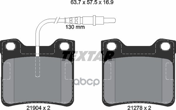 Колодки задние с противошумной пластиной Q+ PEUGEOT TEXTAR 2190403 Textar арт. 2190403