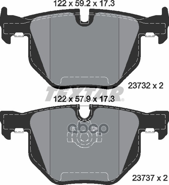 Колодки задние с противошумной пластиной Q+ BMW E90/E61/E60 2.0-3.0 TEXTAR 2373201 Textar арт. 2373201
