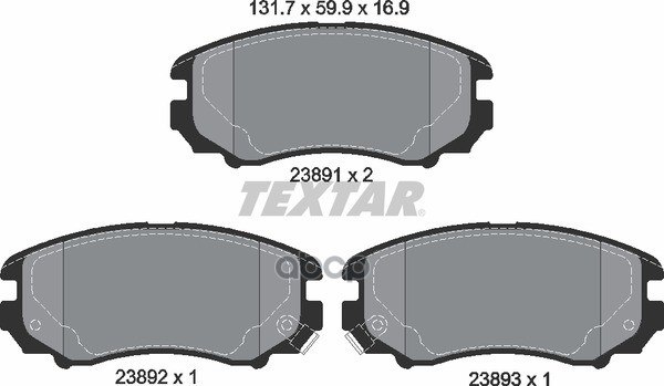 Колодки передние с противошумной пластиной Q+ HYUNDAI TUCSON/SONATA/ELANTRA KIA SPORTAGE/MAGENTI TEXTAR 2389101 Textar арт. 2...
