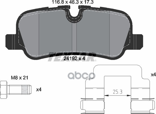 Колодки задние с противошумной пластиной Q+ LAND ROVER D3/RANGE ROVER SPORT TEXTAR 2419201 Textar арт. 2419201