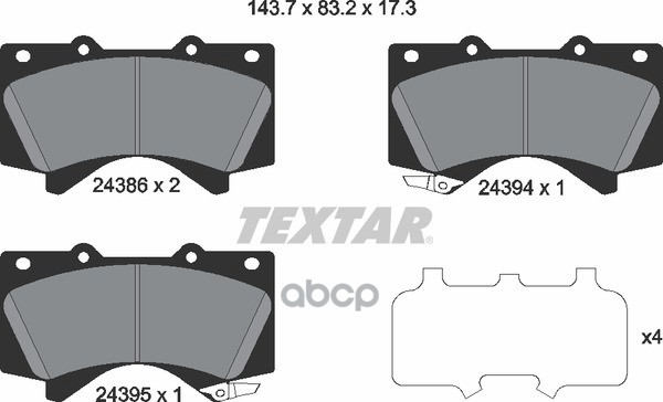 Колодки тормозные передние TEXTAR 2438601 Textar арт. 2438601