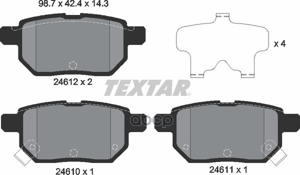 Колодки Тормозные Дисковые | Зад | Textar арт. 2461001