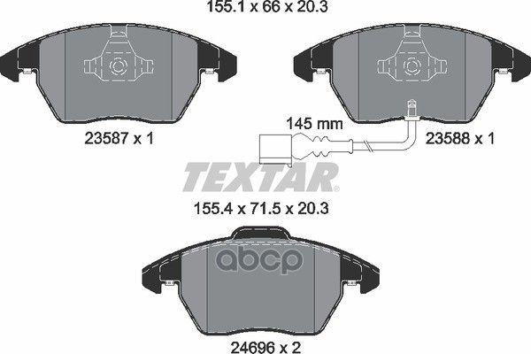 Колодки передние AD VW SEAT SKODA PA 03->06 TEXTAR 2469602 Textar арт. 2469602