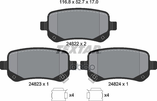 Колодки тормозные задние CHRYSLER DODGE FIAT VOLKSWAGEN TEXTAR 2482201 Textar арт. 2482201