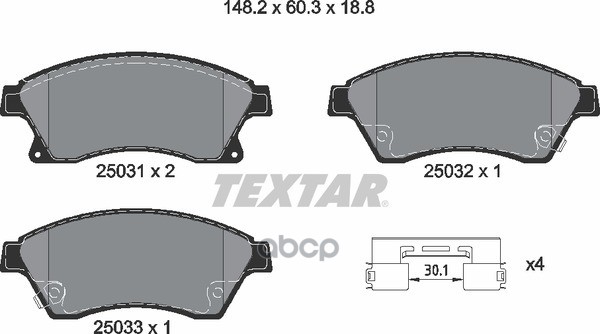 Колодки передние с противошумной пластиной Q+ CHEVROLET Cruze (R15) /OPEL ASTRA J 08- TEXTAR 2503101 Textar арт. 2503101