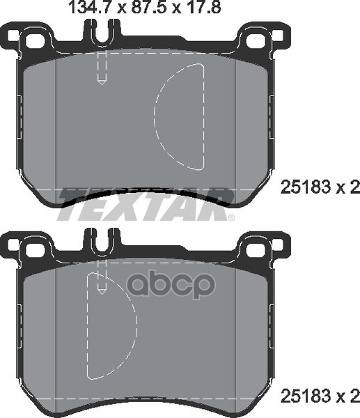 Колодки передние с противошумной пластиной Q+ MB S-Class VII (W222) /SL VI (R231) TEXTAR 2518301 Textar арт. 2518301