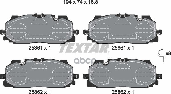 Колодки Передние Audi A4/A5/S5/A8/Q5/Q7 2016-> Vw Toureg 2018-> Textar 2586101 Textar арт. 2586101