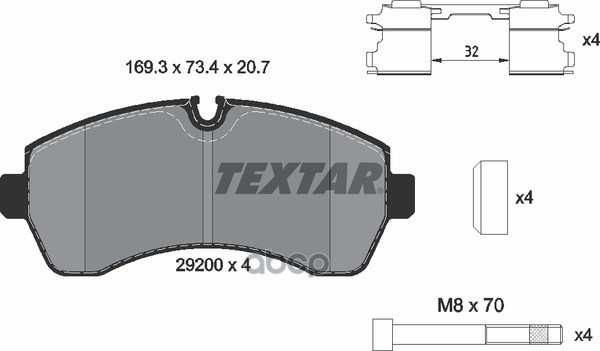 Колодки передние MB 4/5/6T-Sprinter/VW Crafter 30-50 2006-> TEXTAR 2920002 Textar арт. 2920002