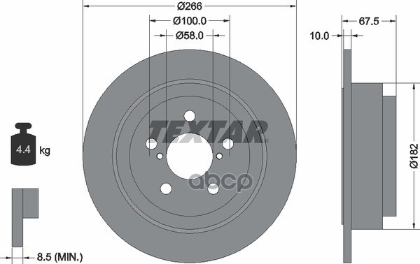 Диск тормозной задний SUBARU Forester 97-12 / Impreza 92-09 / Legacy -03 TEXTAR 92082000 Textar арт. 92082000