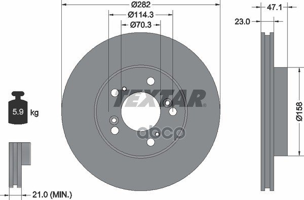 Диск тормозной передний HONDA CR-V I/HR-V/Odussey / ACURA Legend III TEXTAR 92101000 Textar арт. 92101000