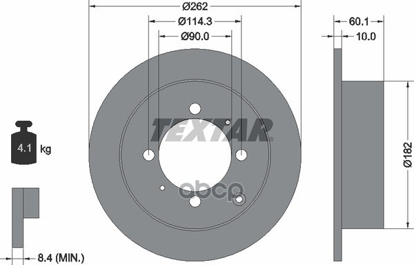 Диск тормозной задний MITSUBISHI Galant 92-04/Lancer 00-13 / HYUNDAI/KIA TEXTAR 92104000 Textar арт. 92104000