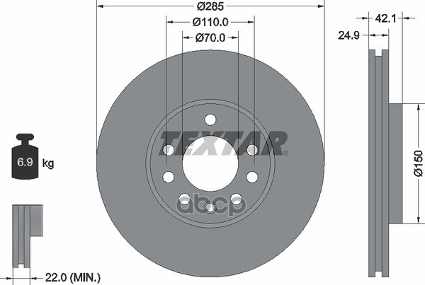 Диск Тормозной Opel/Saab Signum/Vectra C/9-3 Перед. Вент. 1 Шт (Min 2 Шт) Pro С Покрытием Pro Textar арт. 92118703