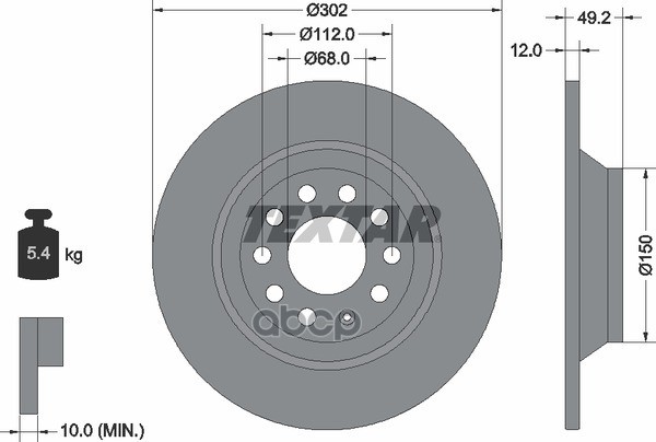 Диск тормозной задний с покрытием PRO AUDI/AUDI (FAW)/BUICK (SGM)/BYD TEXTAR 92132503 Textar арт. 92132503