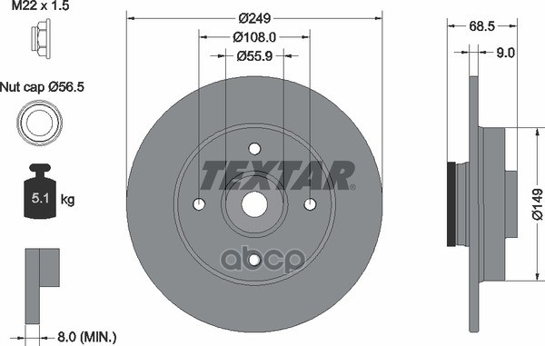 Диск Тормозной Citroen C4 04-/ C4 Grand Picasso 06-/ C4 Picasso 07-/ C4 Купе 04- / Peugeot 307 С Покрытием Pro Textar арт. 92...