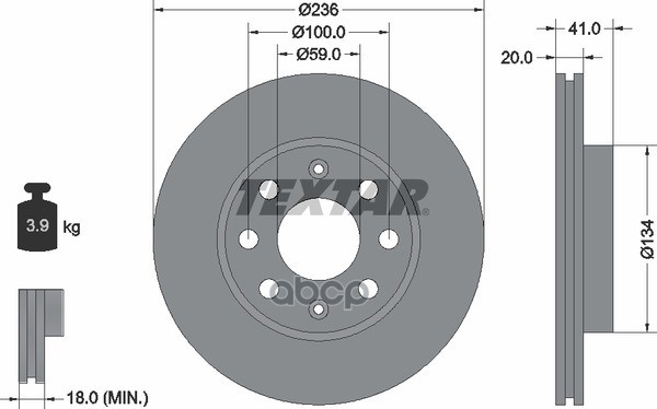 Диск тормозной передний с покрытием PRO CHEVROLET/CHEVROLET (SGM)/DAEWOO/HOLDEN TEXTAR 92133403 Textar арт. 92133403