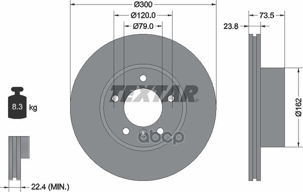 Диск тормозной передний BMW E81/E87/E90 /Vent D=300mm TEXTAR 92137705 Textar арт. 92137705