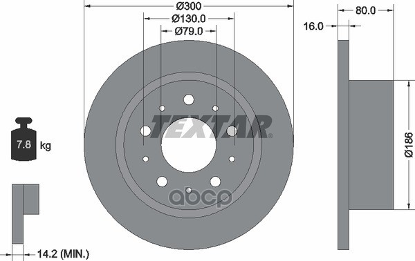 Диск тормозной задний стандартный CITROEN/FIAT/PEUGEOT TEXTAR 92157600 Textar арт. 92157600