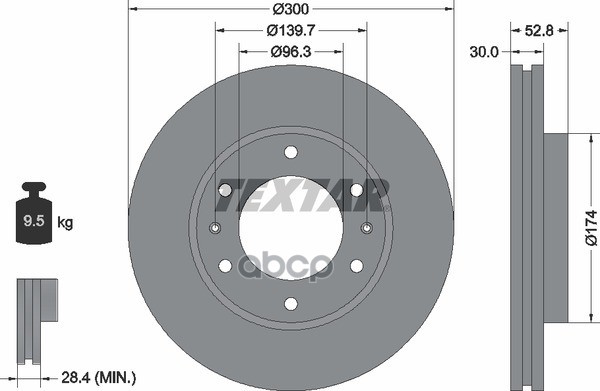 Диск тормозной передний стандартный DODGE/HYUNDAI TEXTAR 92203800 Textar арт. 92203800