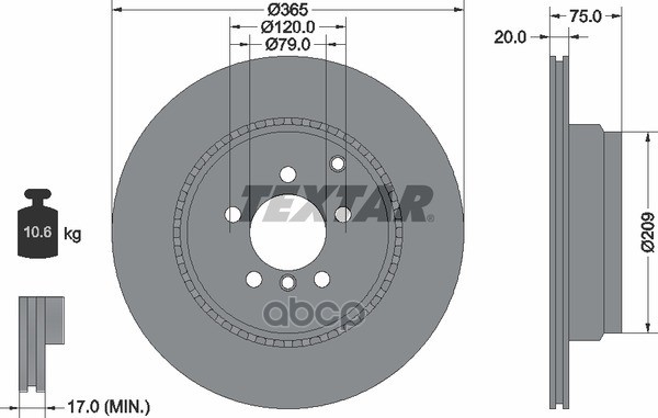 Тормозной диск с покрытием PRO, зад, LAND ROVER, RANGE ROVER Mk III (LM), 92224803 Textar арт. 92224803