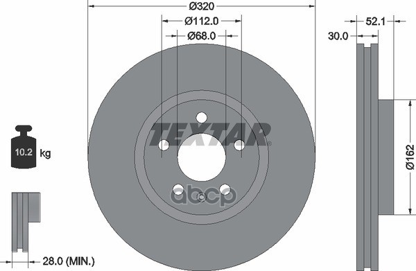 Диск Тормозной Передний С Покрытием Pro Vag Audi A4/A5/A6/A7/Q5 07-18 Textar 92229303 Textar арт. 92229303