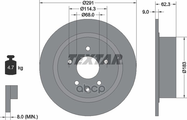 Диск тормозной задний с покрытием PRO INFINITI/ NISSAN/ NISSAN (DONGFENG)/ SUZUKI TEXTAR 92237103 Textar арт. 92237103