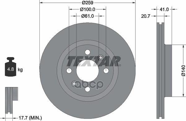 Тормозной Диск С Покрытием Pro, Перед , Dacia, Lada, Nissan, Renault 92292103 Textar арт. 92292103