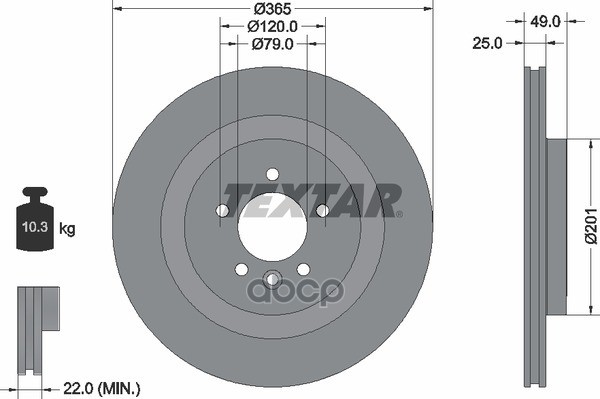 Тормозной диск с покрытием PRO, зад , LAND ROVER 92293003 Textar арт. 92293003