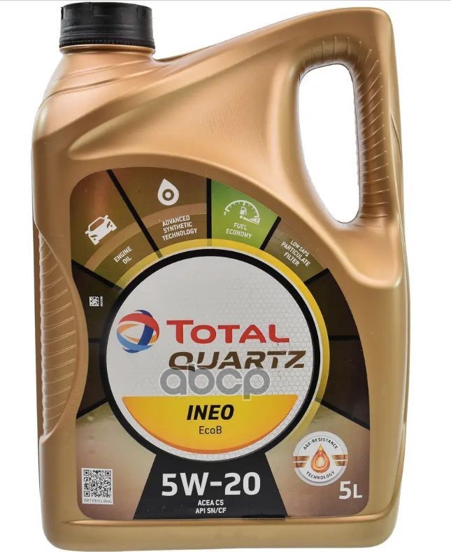 TotalEnergies Масло Моторное Синтетическое 5 Л. Total Quartz Ineo Ecob 5W-20, Acea C5, Api Sn, Cf, Wss-M2c948-B, Stjlr.03.5004