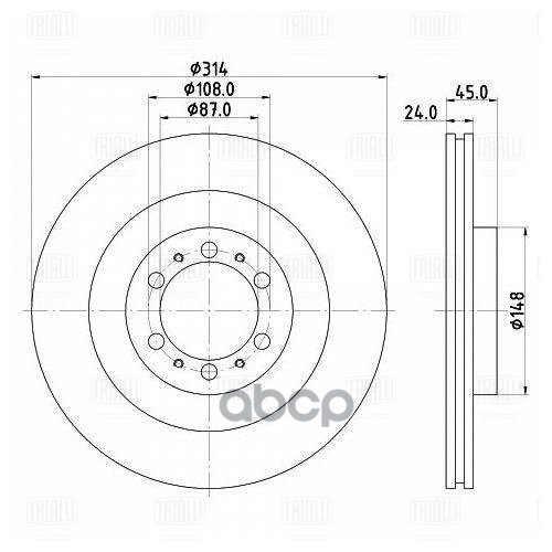 Диск торм. Mitsubishi Pajero Sport (98-)/L200 (01-) 2.5TD перед. d=314 (DF 117403) Trialli арт. DF117403