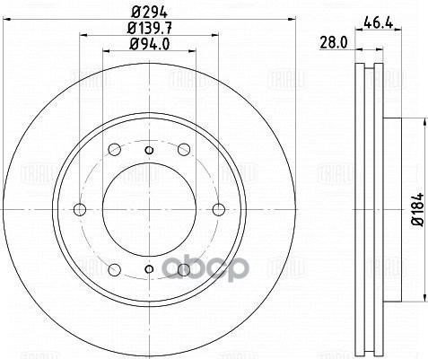 Диск торм. Mitsubishi L200 (07-),Pajero Sport II (08-) перед. d294 DF 117409 Trialli арт. DF117409