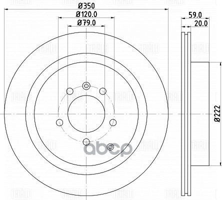 Диск торм. Land Rover Discovery IV (09-)/Range Rover Sport I (05-) зад. d=350 (DF 130108) Trialli арт. DF130108