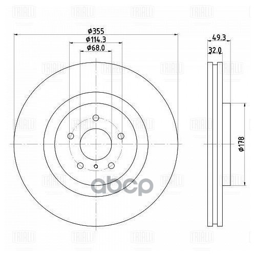 Диск торм. Infiniti FX (08-)/G (07-)/Q50/Q70/QX70 (13-) перед. d=355 (DF 140220) Trialli арт. DF140220