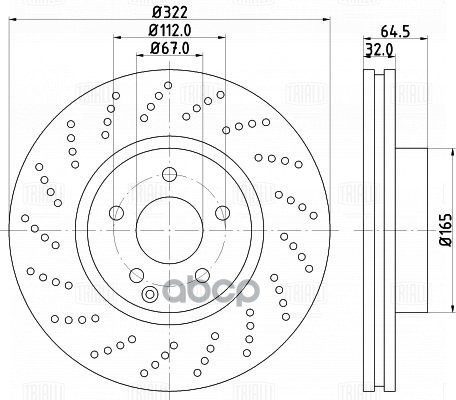 Диск торм. Mercedes C (W204) (07-)/E (W212) (09-) перед. d=322 AMG (DF 150112) Trialli арт. DF150112