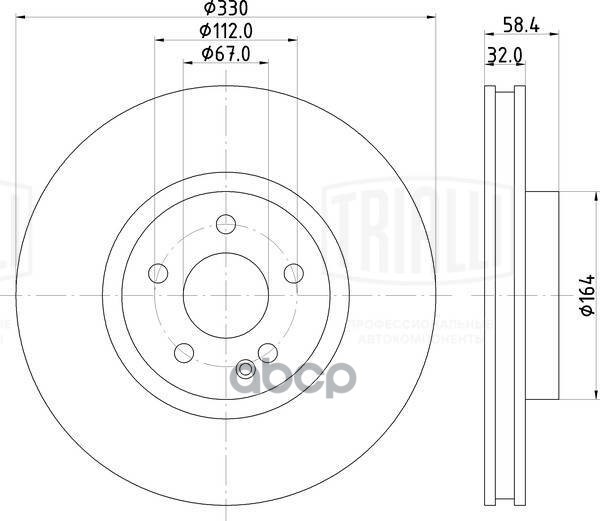 Диск торм. Mercedes Vito (W447) (14-) перед. d=330 (окраш.) (DF 155112) Trialli арт. DF155112