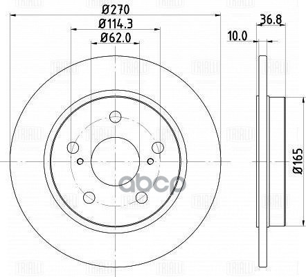Диск торм. Toyota Corolla (06-)/Auris (06-) зад. d=270 (окраш.) (DF 190108) Trialli арт. DF190108